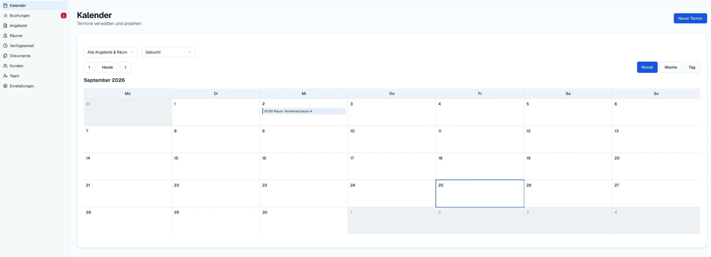 Kalenderansicht in der Schedulify-App